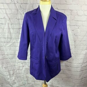 coldwater creek Purple Blazer jacket cotton blend sz 12 3/4 sleeve